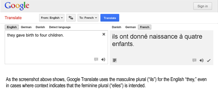 Google translate masculine for English they
